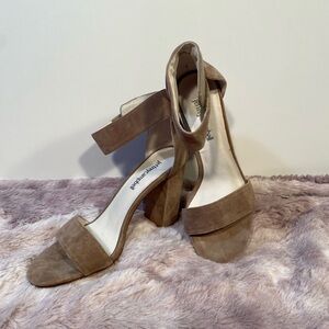 Jeffrey Campbell open tie ankle strap Tan Suede sandals Heels 6.5 Lindsay